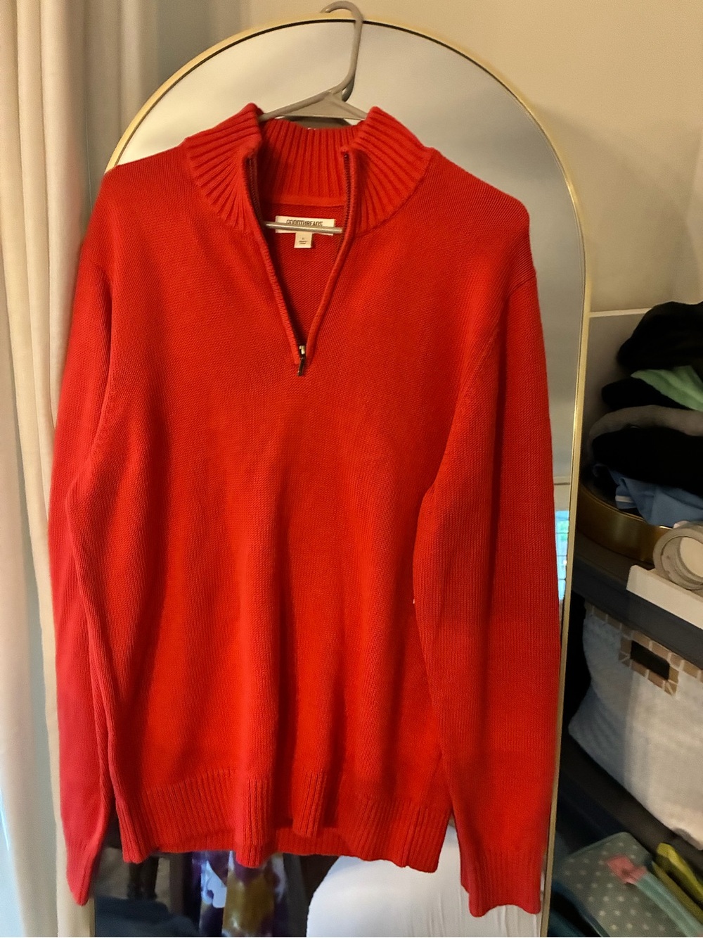 Goodthreads Men’s Red Quarter-Zip Sweater